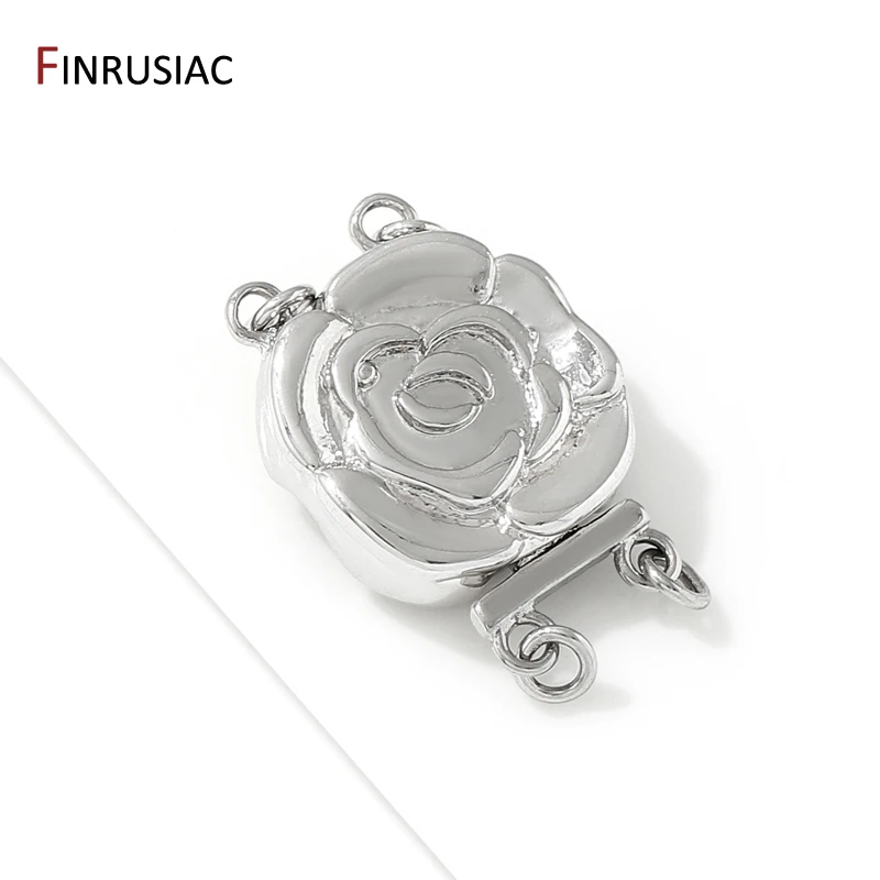 

Rhodium Plated Brass Flower Multi-Strand Layering Clasps For Jewelry Necklace DIY Making Supplies Material Accessories