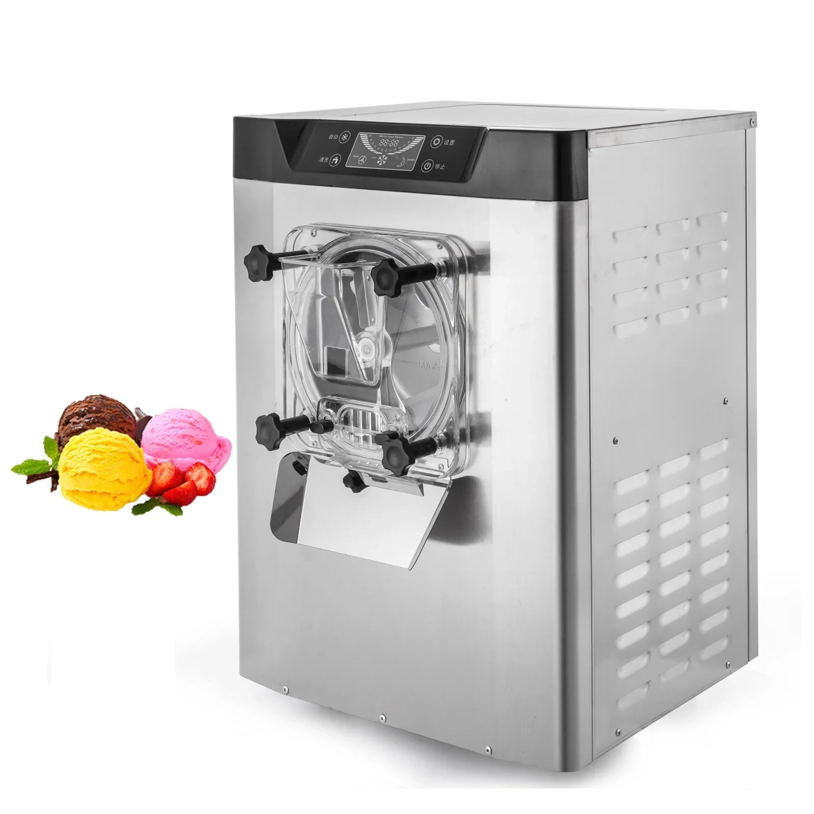 Máquina para hacer helados duros de acero inoxidable, dispositivo comercial con pantalla táctil LCD de 16-20l/H, para hacer helados de frutas