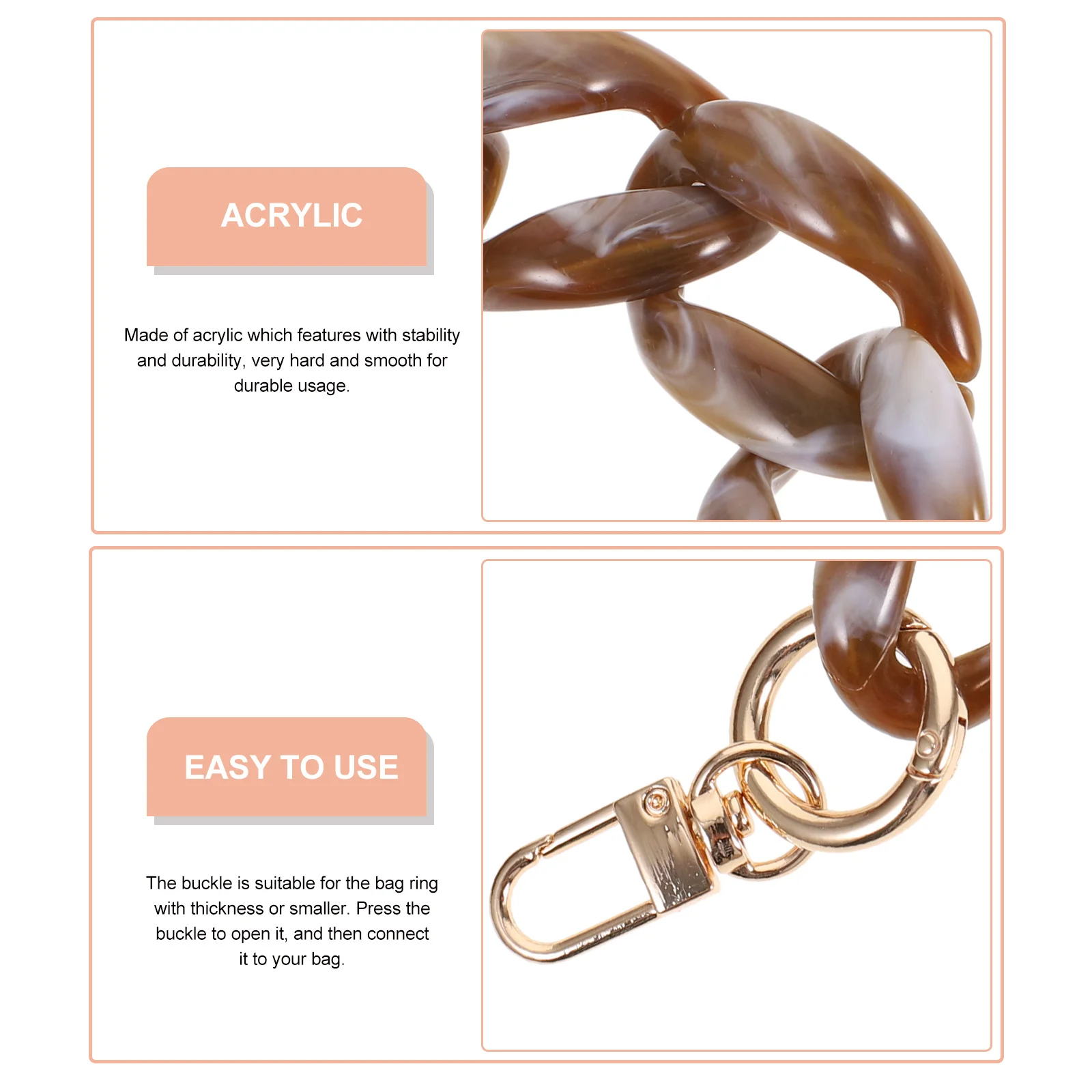 Fischgrätenkette Ersatztasche Kettenriemen für DIY Handtasche Geldbörse Tote Acryl Dekorativ Modisches Griffzubehör