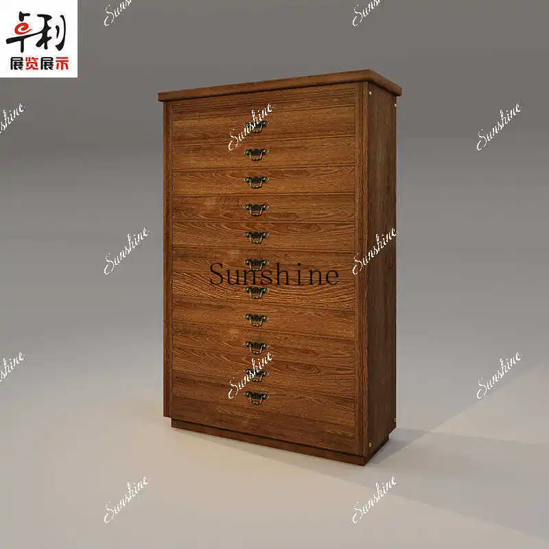 Medieval furniture collection display jewelry jade drawer display cabinet French all solid wood  FT