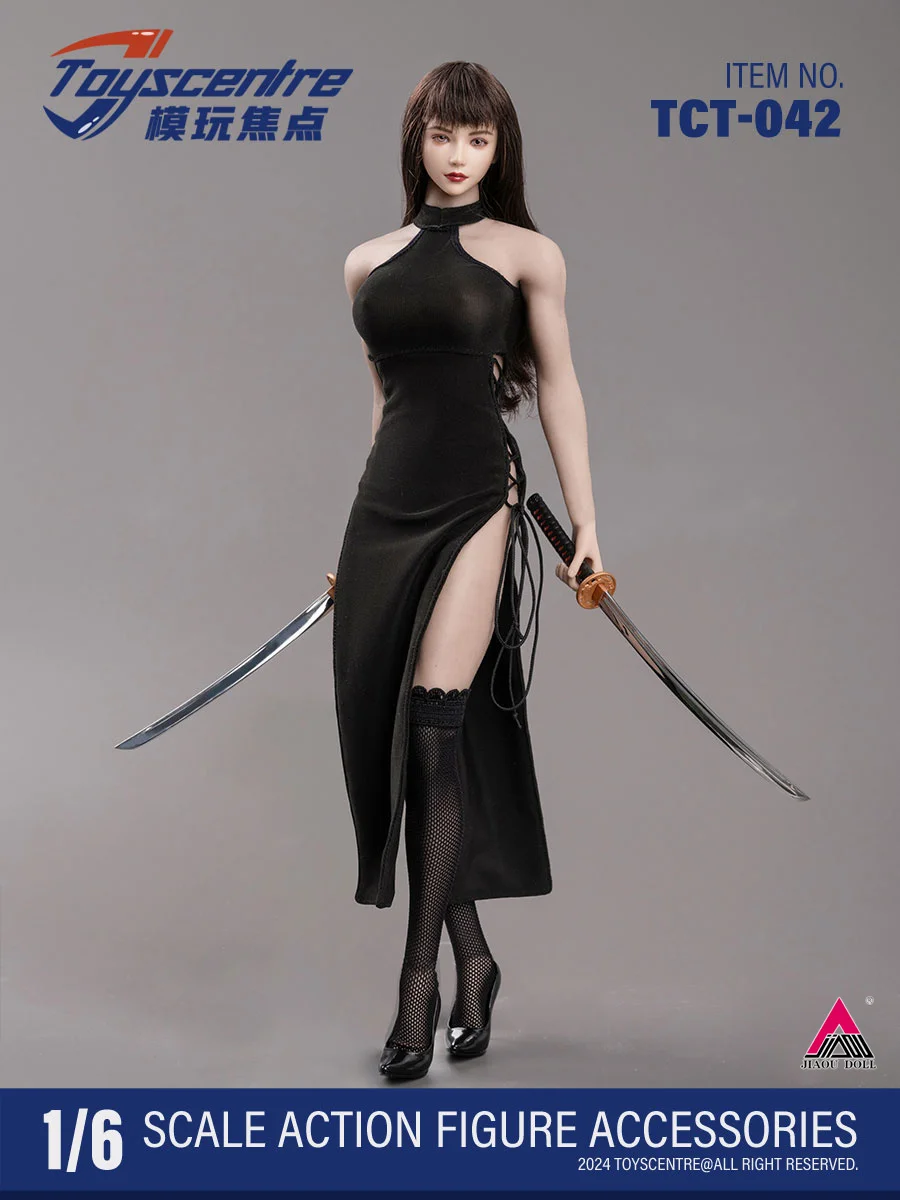 Toyscentre TCT-042 1/6 Black Sexy Slit Strap Dress Clothes Model Fit 12'' TBL S16A Female Soldier Action Figure Body Doll