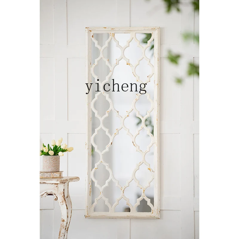 DSA retro art decorative mirror solid wood wall-mounted mirror floor fitting mirror B & B living room decoration
