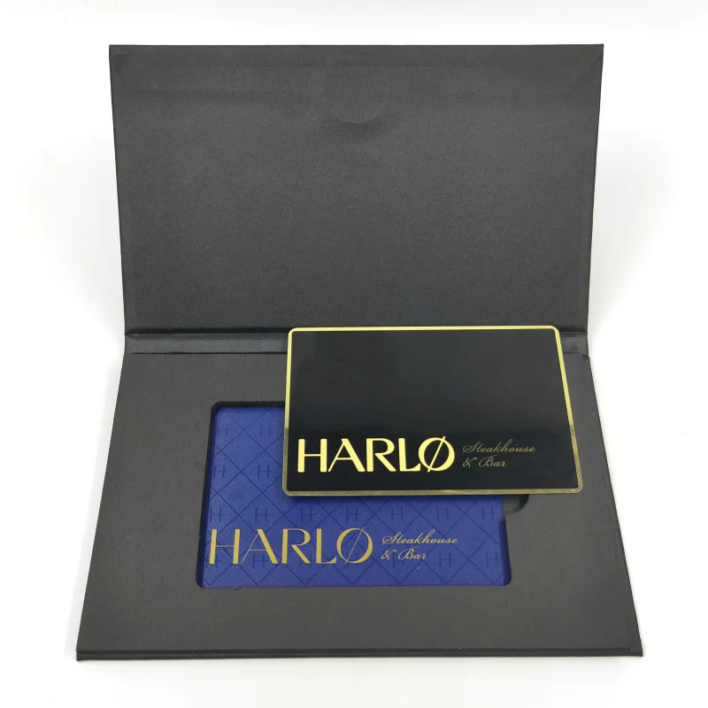 Custom luxury embossed stainless steel metal card high quality UV digital printing metal credit business card with box