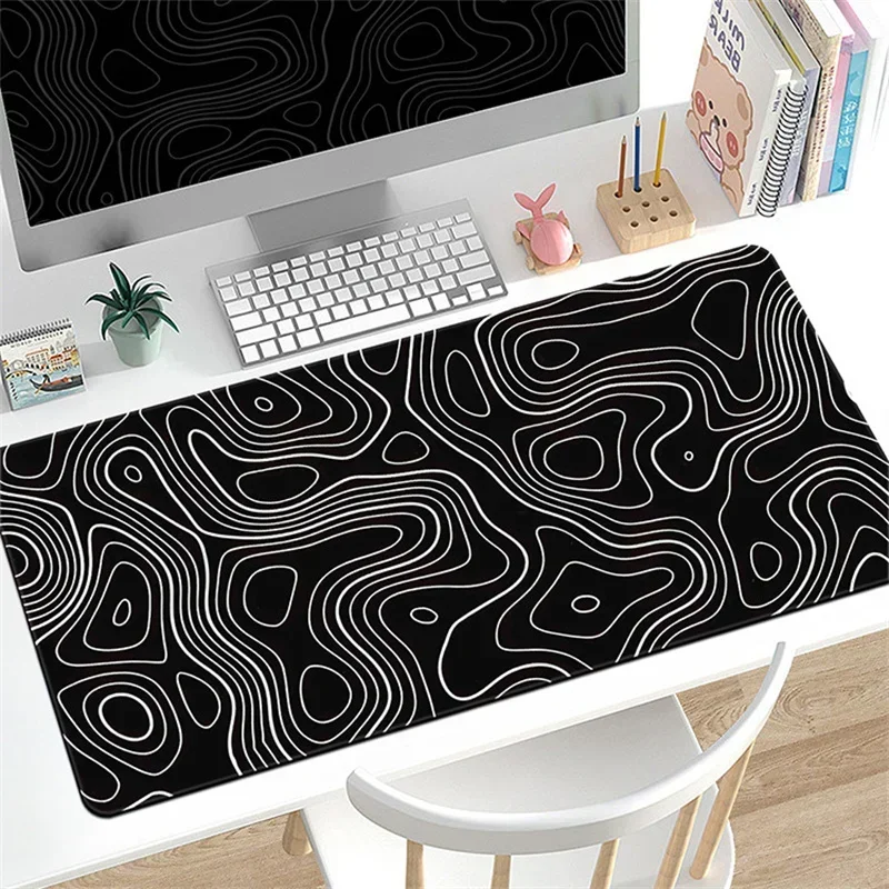 Preto e branco mouse pad grande acessórios de jogos de computador mousepads tapetes de mesa tapete antiderrapante portátil macio mouse pad mouse