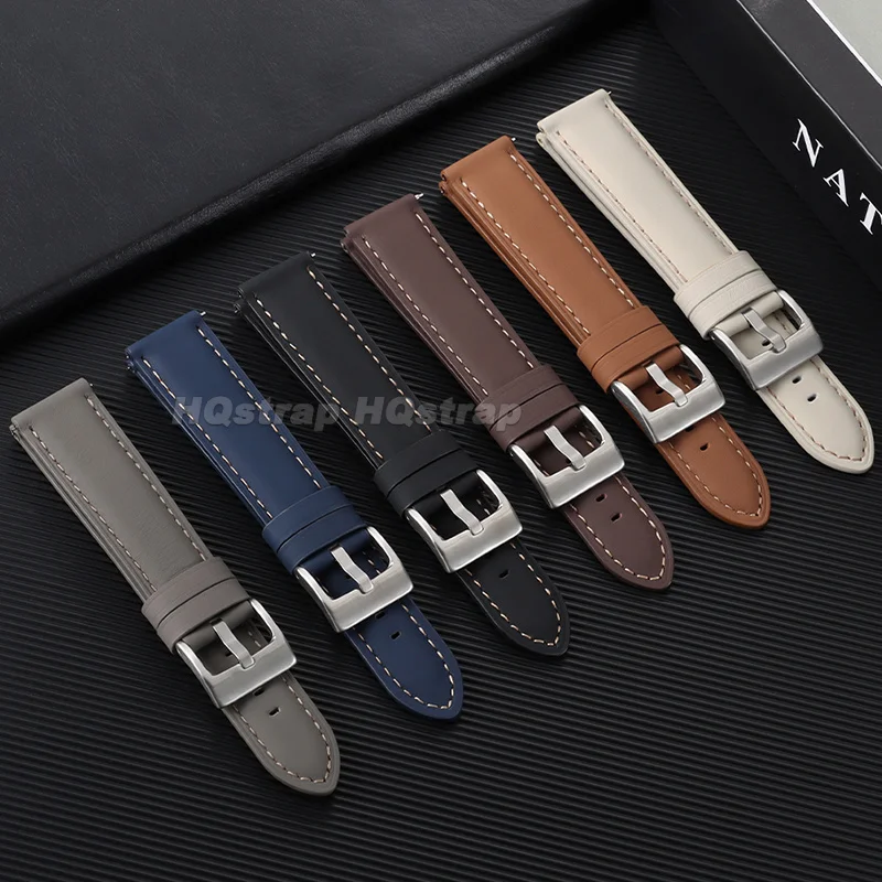 18mm 20mm 22mm Premium Leather Watch Strap Soft Cowhide Band Hand Stitching Calfskin Quick Release Universal Bracelet for Seiko