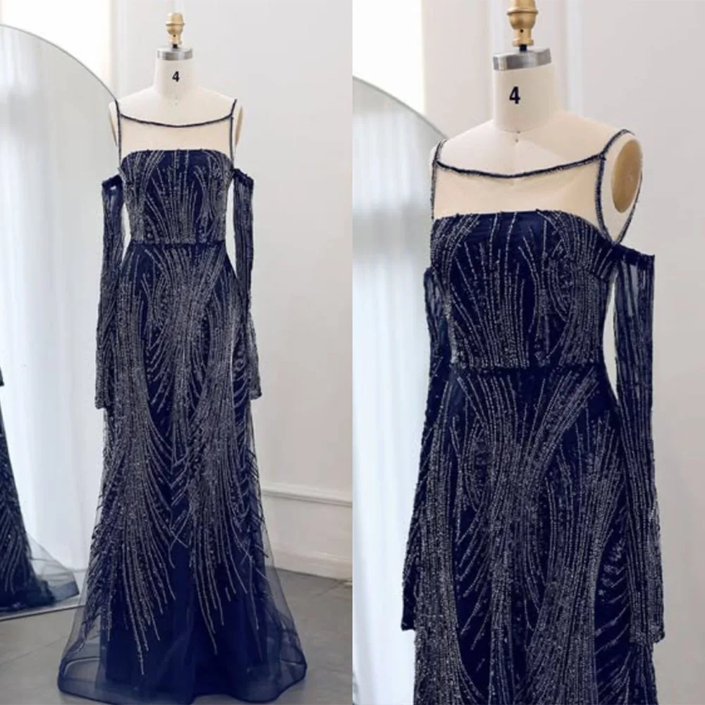 

High Quality Customized Strapless Floor Length Beaded Vestidos Para Bodas Mujer Invitada فساتين حفلات التخرج Evening Dresses