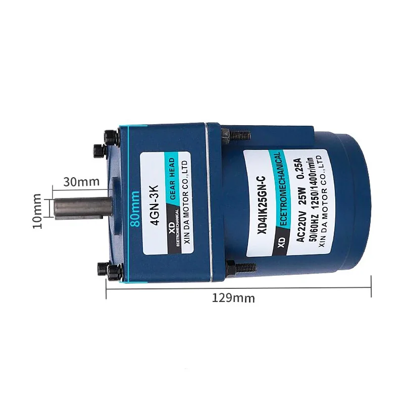 Gear Motor 25W Single-Phase Constant Speed Motor 220vac Small Stripper Motor