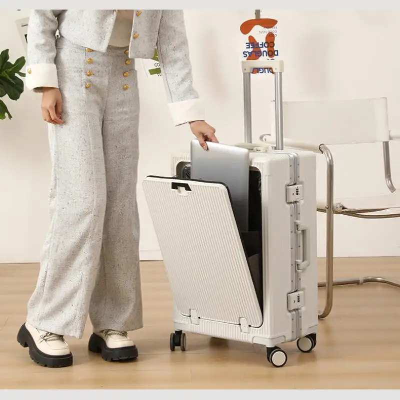 Portapacchi con apertura frontale da 20/24 pollici valigia in ABS Trolley da lavoro custodia da viaggio universale con porta USB