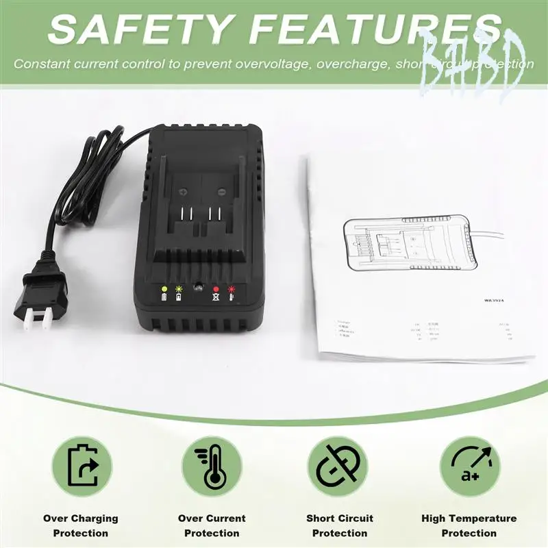 

BHBD-WA3924 Lithium Battery Charger 2A For Worx 20V Battery Power Tool US Plug