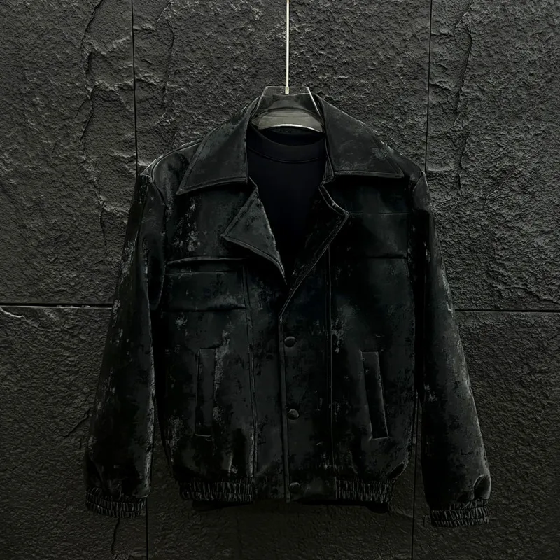 WVGA خريف شتاء جديد رجل الحبر نمط العصرية عاكسة بدوره إلى أسفل طوق جاكيتات المتخصصة شيك عادية مبطن الكتف معاطف W14800 #2