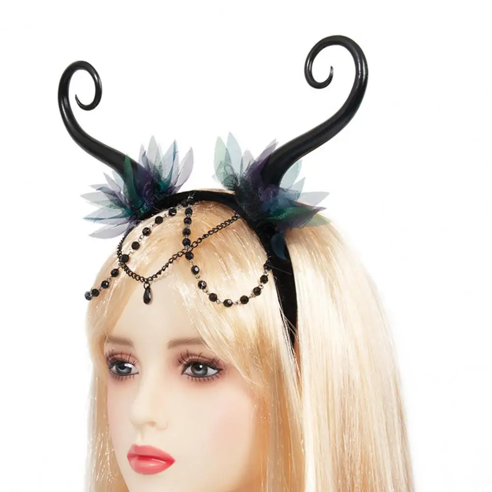 Black Witch Headband Black Elf Flower Fairy Halloween Witch Headband Hair Hoop Cosplay Accessory for Cosplay Photos Props Cute