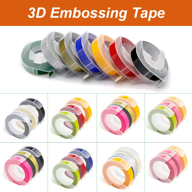 1pcs/3pcs 3D Embossing Tape 9MM For DYMO 3D Embossing Tape 9mm DIY Plastic Label Tape For DYMO 1880 12965 1610 Motex E-101