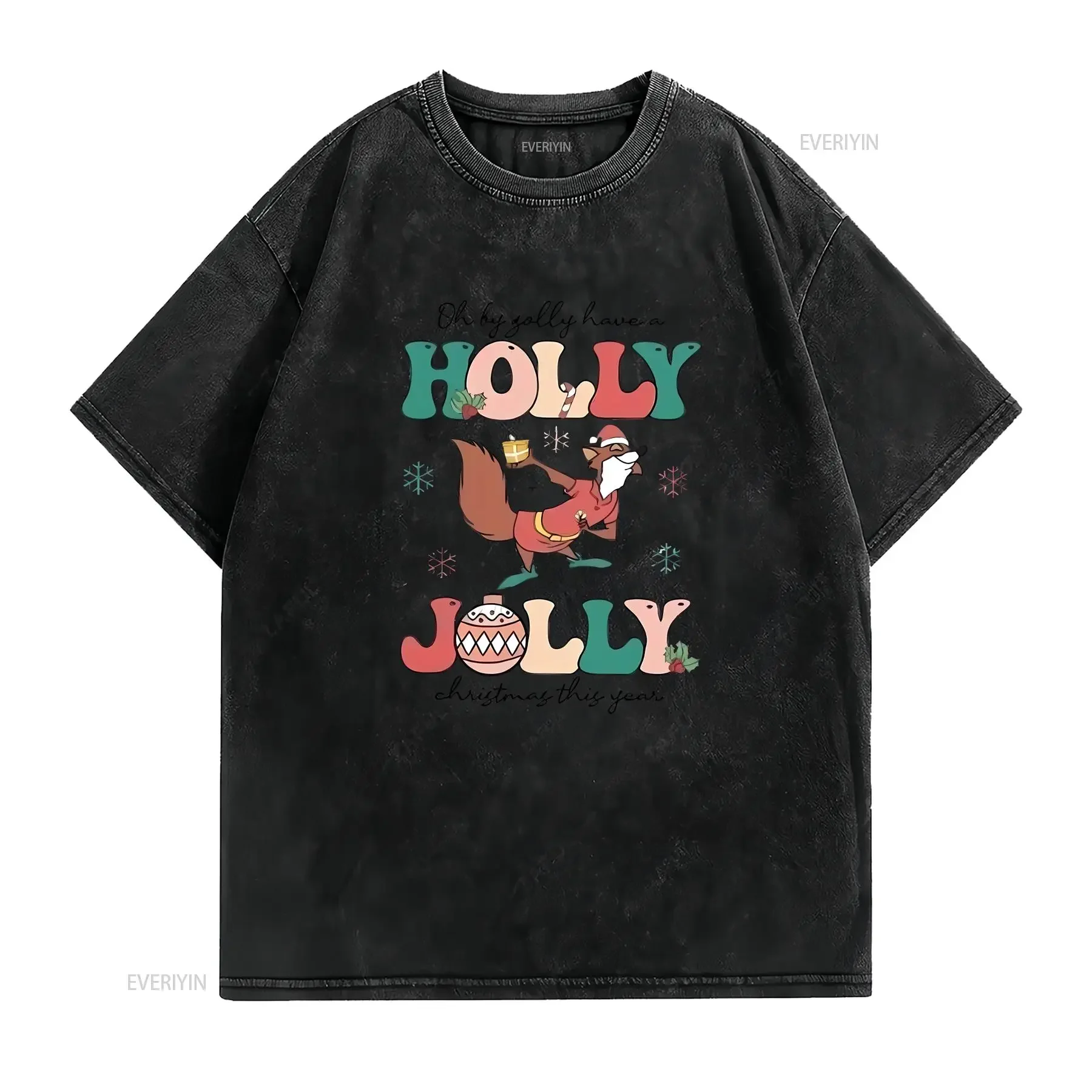 Holly Jolly Robin Hood Christmas T Shirt E0907 vintage Washed homme Soft Comfortable Casual fashion Stylish Unisex Slightly