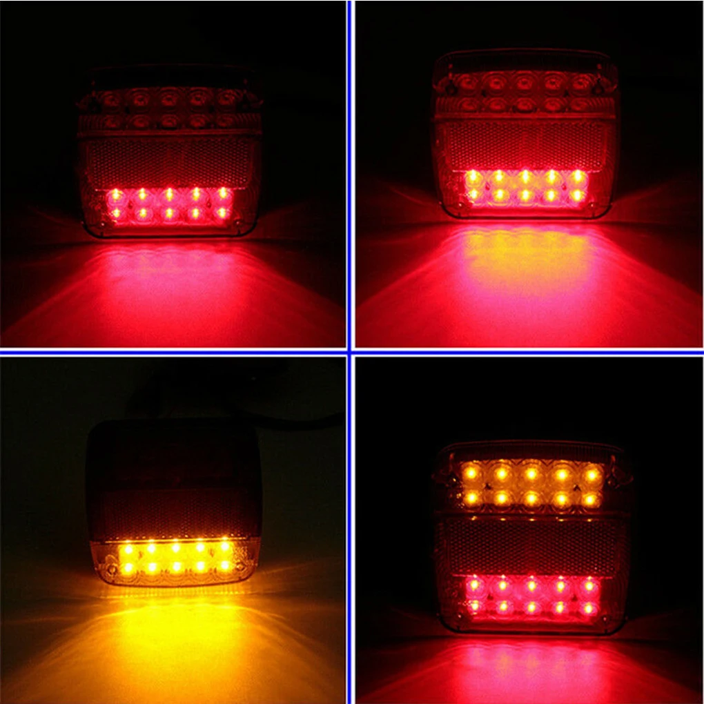 12V Trailer Tail Light Outdoor Driving Security Truck Taillight Warning Signal Square Lighting Rear Lamp Replacement