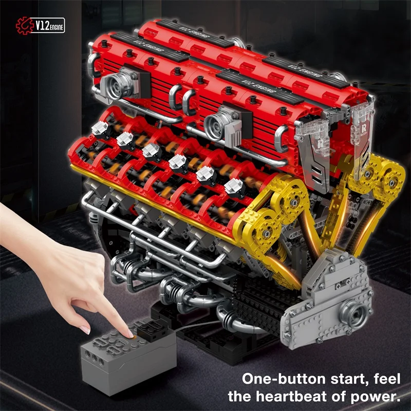 IN MAGAZZINO Reobrix 33017 MOC Tecnico Elettrico V12 Motore Building Blocks Assemblaggio Mattoni Modello Giocattoli per I Ragazzi Regalo Di Natale