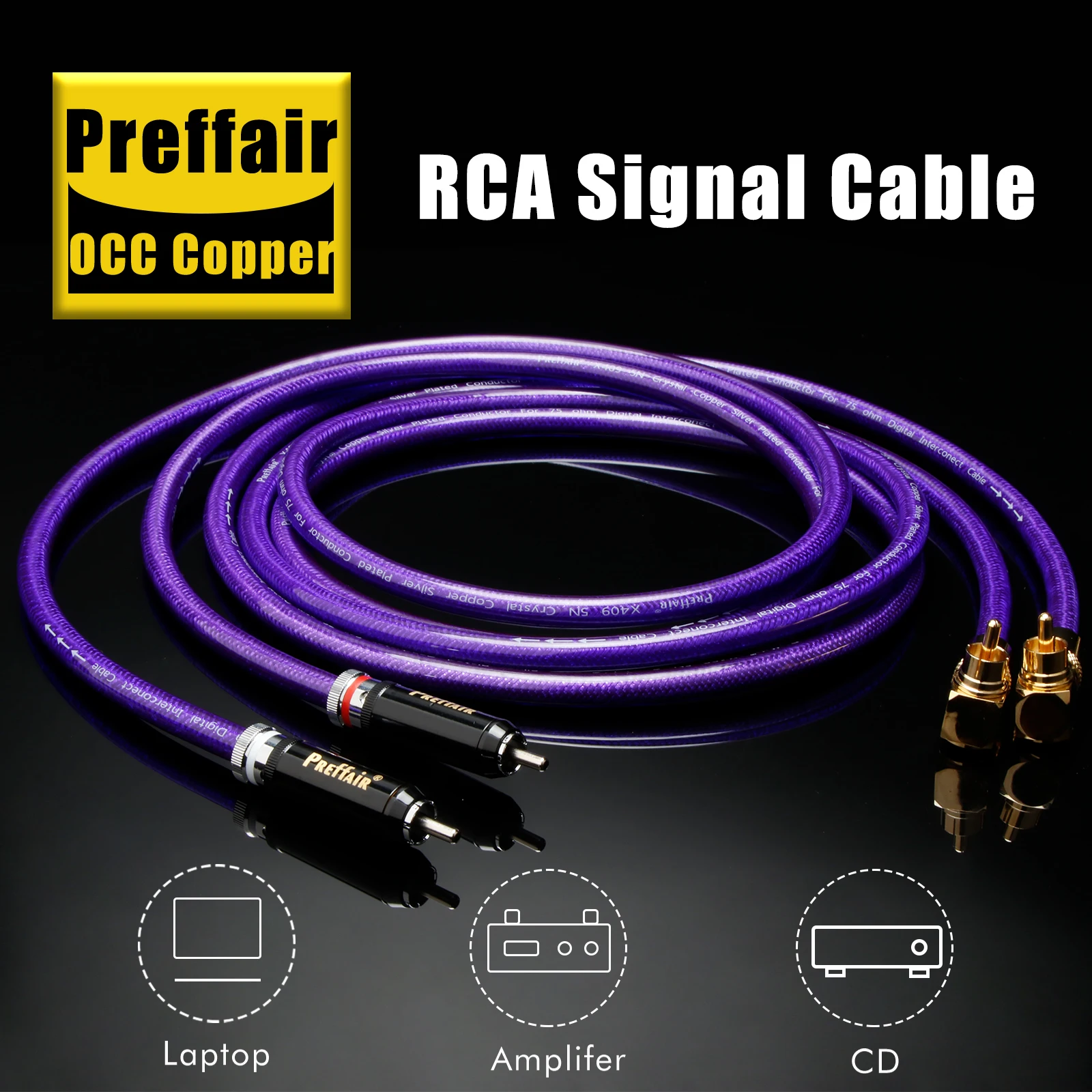 

Preffair X409 RCA Audio Interconnect Cable with Gold Plated RCA Plug for DVD/CD Player/Decorder/AMP-1 Pair