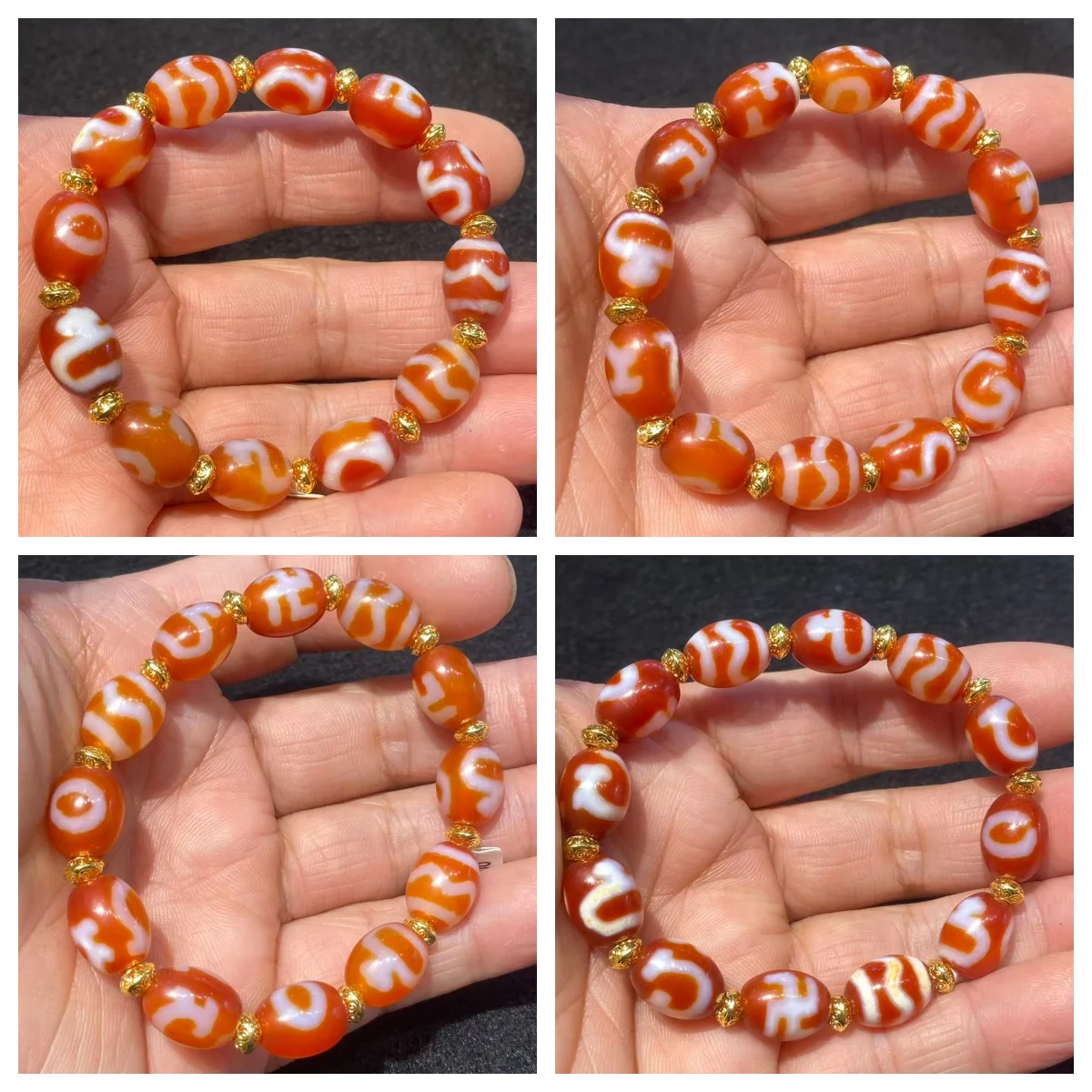 

Браслет из красного агата Дзи, 1 шт./лот, 10×12 мм, состаренный, в тибетском стиле, для мужчин и женщин