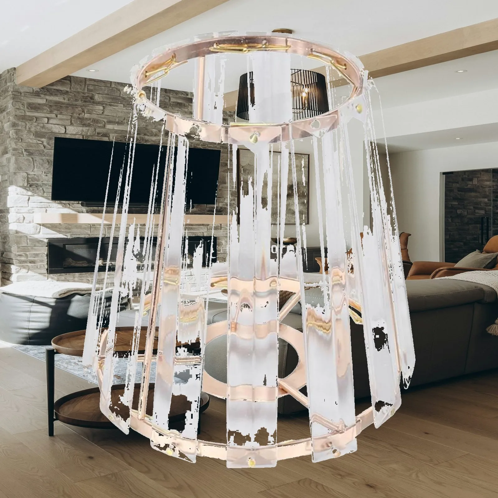 Crystal Lamp Shade Cylindrical Style Ceiling Lamp Cover Modern Light Shade for Hallway and Bedroom