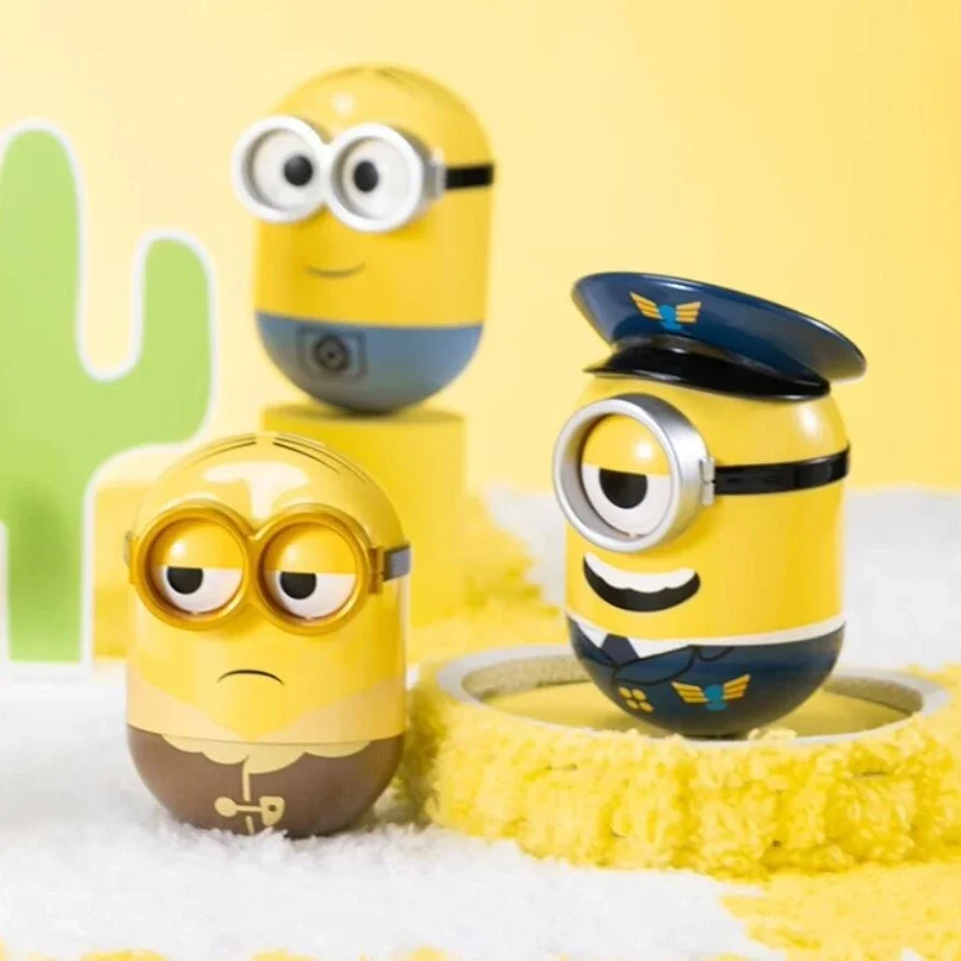 Taza de Minions genuina, caja ciega misteriosa, figuras de ojos grandes, muñeca de pronunciación de sonido Original, juguetes para niños, adorno de regalo