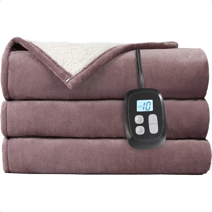 

Одеяло с электрическим подогревом, полный размер 72x84, мягкое фланелевое одеяло с подогревом, 10 уровней нагрева, 112 ч, с автоматическим отключением, дышащее, теплое и