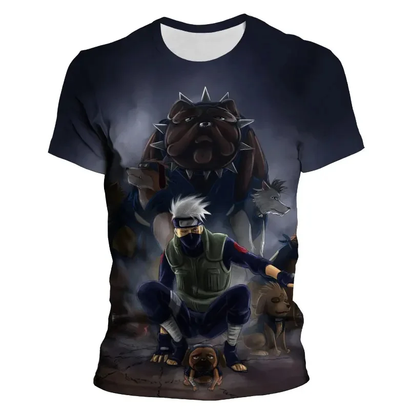 Kakashi Boy Girl T-shirt Naruto Shippuden Men T-shirt 3D Print Oversize Short Sleeve Japan Anime Men T-shirt MINISO Men Clothing