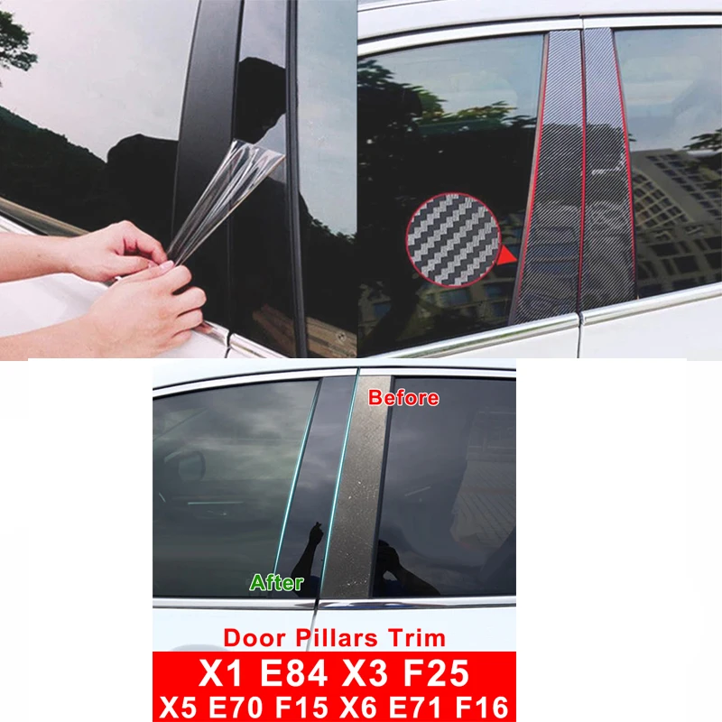 

Car Door Pillar Post Trim Stickers For BMW X3 F25 G01 X5 E70 F15 X6 E71 F16 X1 E84 Window B-Pillars Accessories