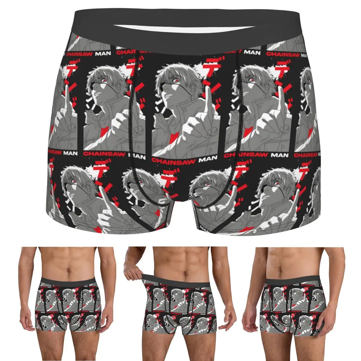 Boxer Underpants Shorts Anime Chainsaw Man Devil Panties Male Ventilate Underwear for Homme Man Boyfriend Gift