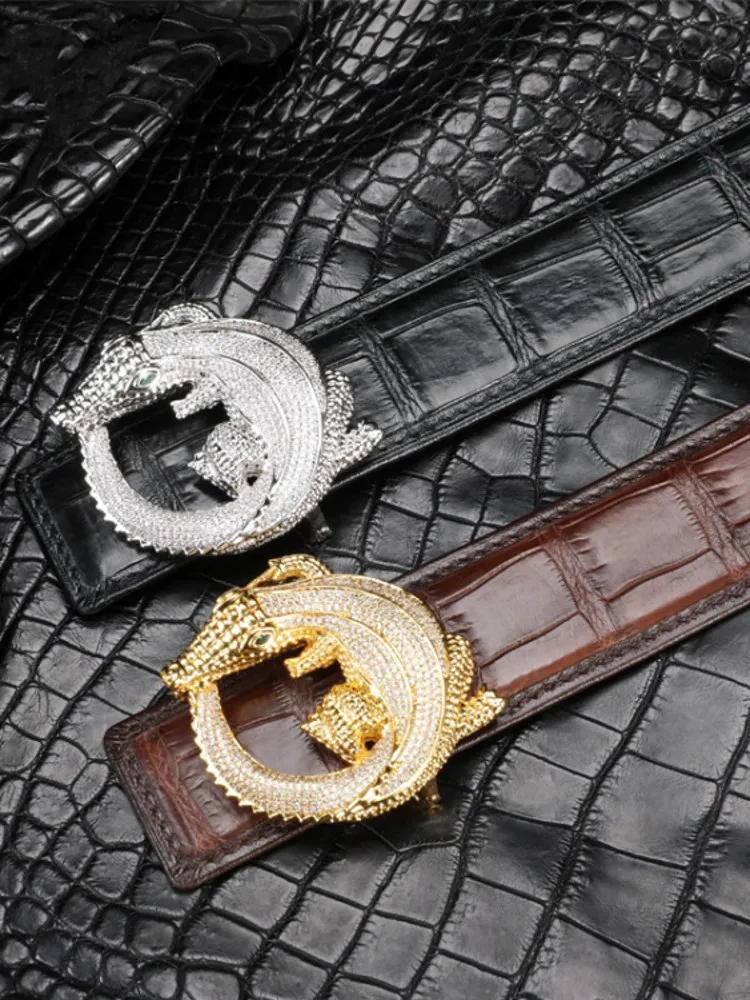 Mens High Quality Buckle Business Formal Belts New Designer Fashion Man Party Suit Pants Waistband Real Crocodile Leather Belts