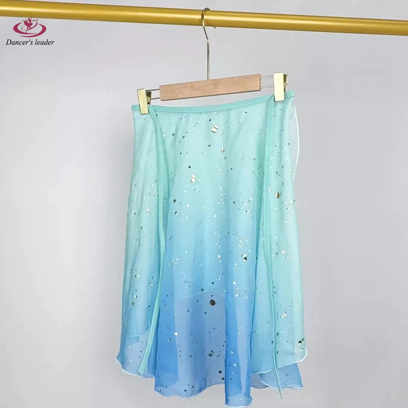 Dames balletrok blauw gradiënt hot stamping volwassen jumpsuit meisje oefenen ballet minirok foto