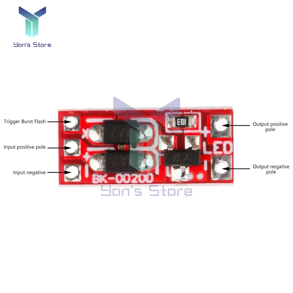 5PCS DC12V 1A Ultra Small Mini Light LED Brake Flash Control Movement IC Car Triggered Powered On For A Long Time Flash Module