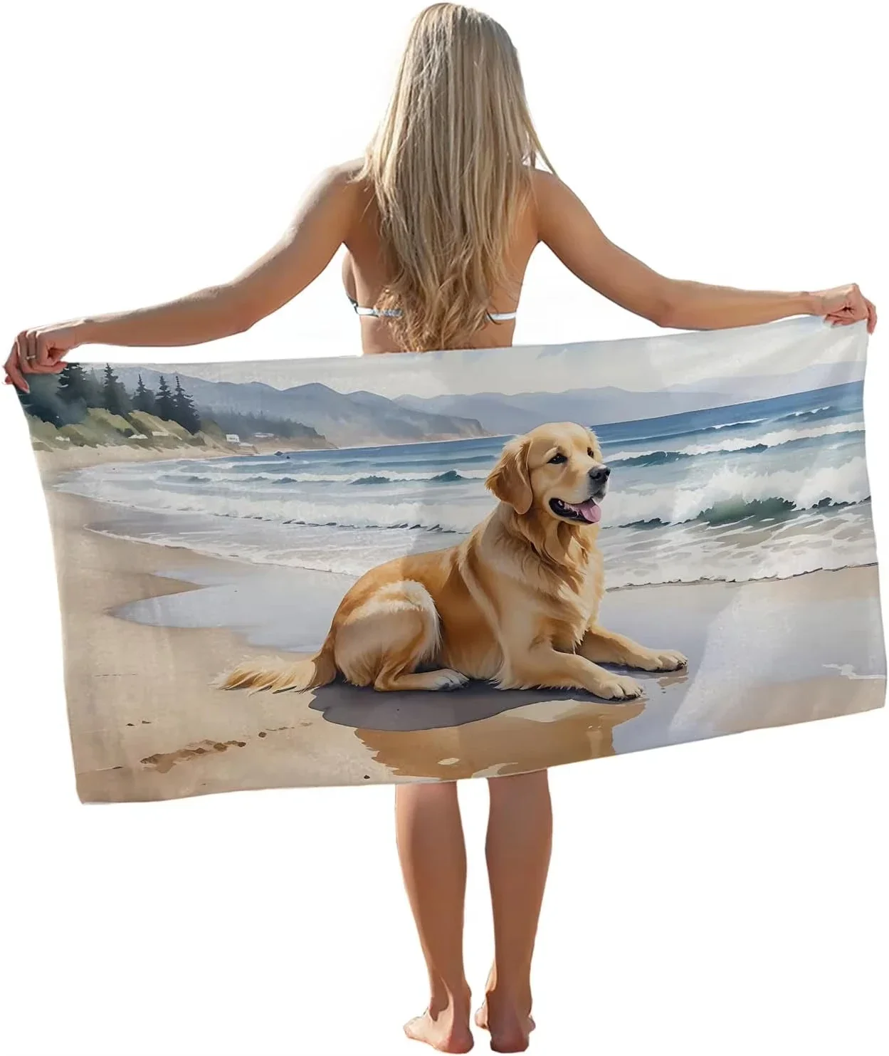 Artistic Pet Schnauzer Pattern Beach Towel Quick Dry Absorbent Sand Free Large Towel Essential for Travel Pool Bathroom Use