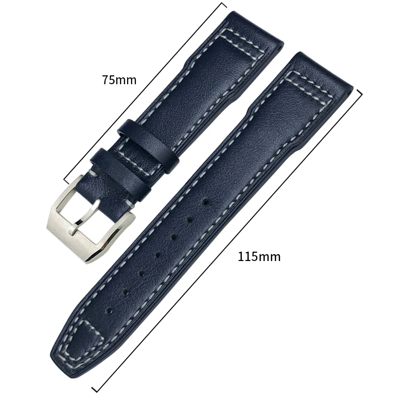 20mm 21mm 22mm Genuine Leather Watchband Fit for IWC Pilot\'s Watch IW3777 PORTOFINO Mark 18 Black Blue Brown Strap Bracelets Men