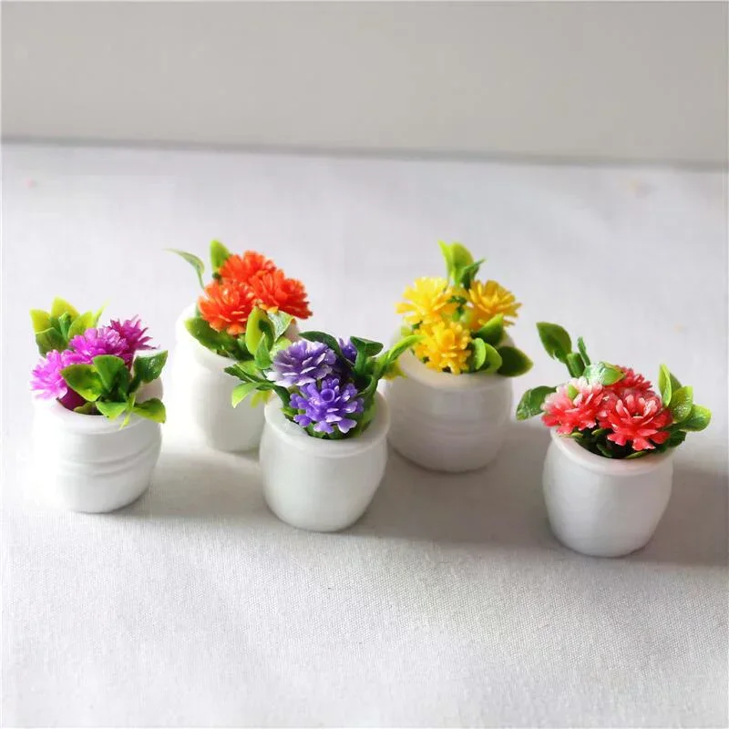 3pcs Random 1:12 Dollhouse Miniature Green Plant In Pot Simulation Potted plants