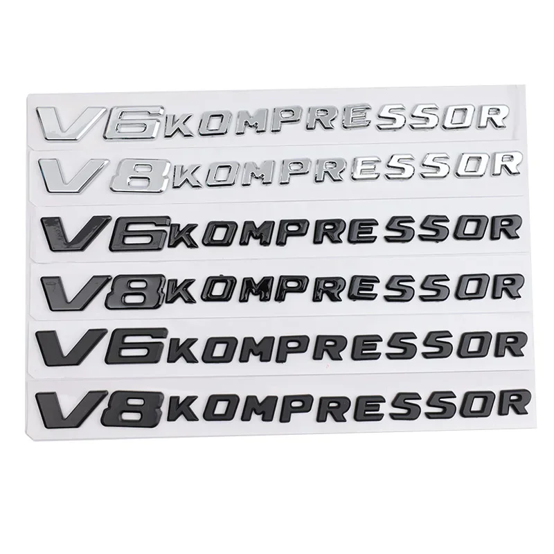3d abs adesivo de carro v6 v8 kompressor palavra sinal traseiro emblema emblema corpo do carro fender tronco traseiro versão atualização acessórios novo