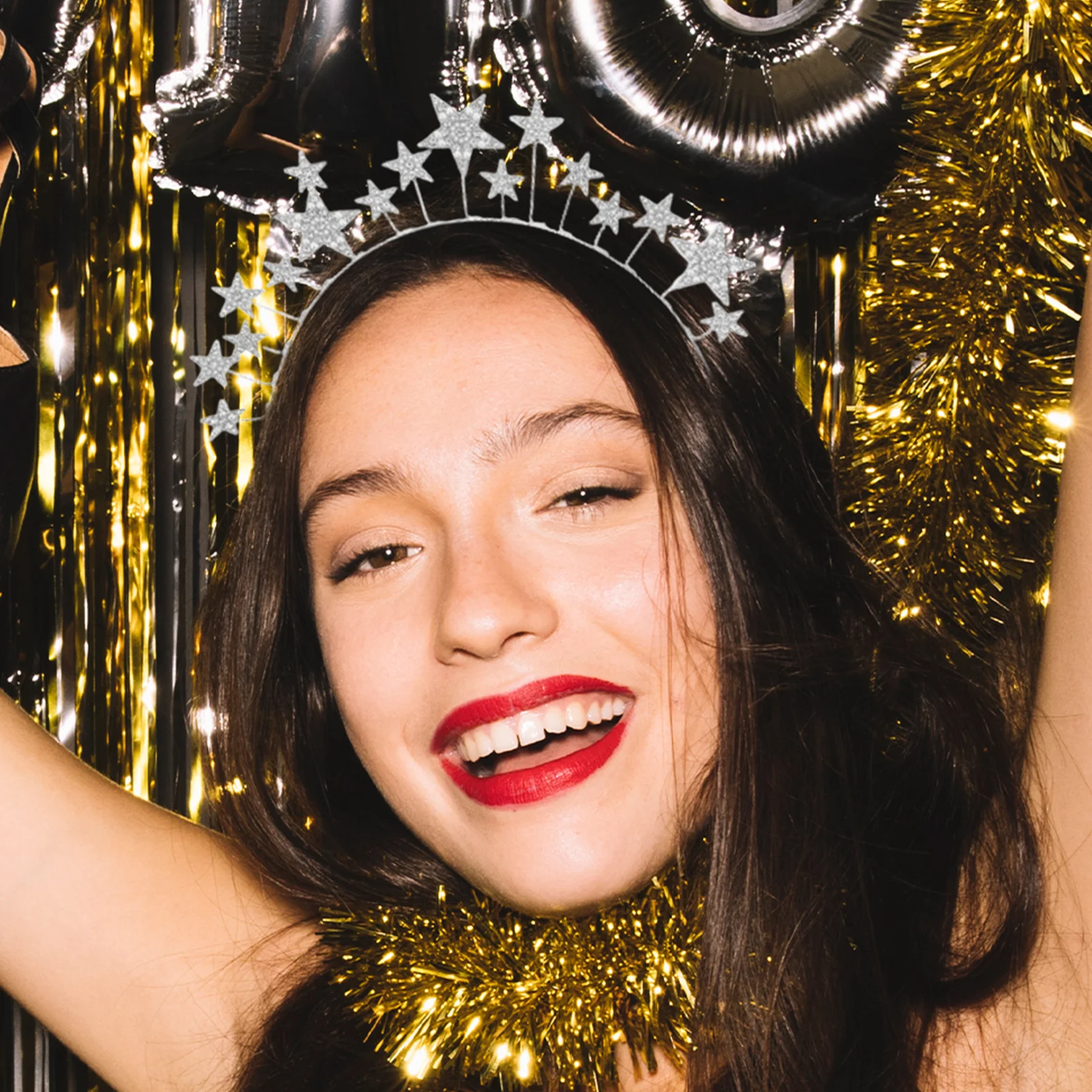 

Элегантная повязка на голову со звездами и стразами, повязка для волос с шипами для женщин и девочек, металлический аксессуар для волос, вечеринка, фестиваль, свадьба, празднование