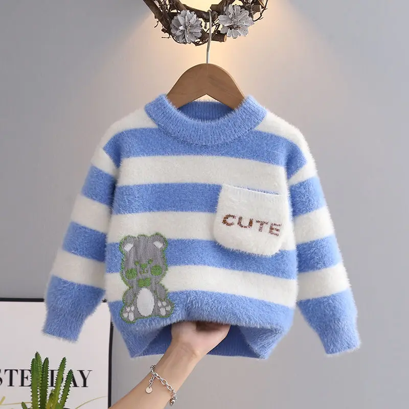 

1-10 Years Boys' Sweater Autumn And Winter New Fashion Warm Children's Sweater Cute Baby Jumper Kids Knitted Base Shirt
