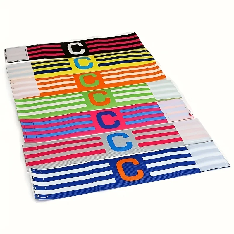 

New Upgraded Football Training and Competition Popular Striped C-Shaped Armband, Bright Colors, Soft Fabric, High Elasticity, Suitable for Basketball, Football, and Other Sports, Unisex, Multiple Colors Available