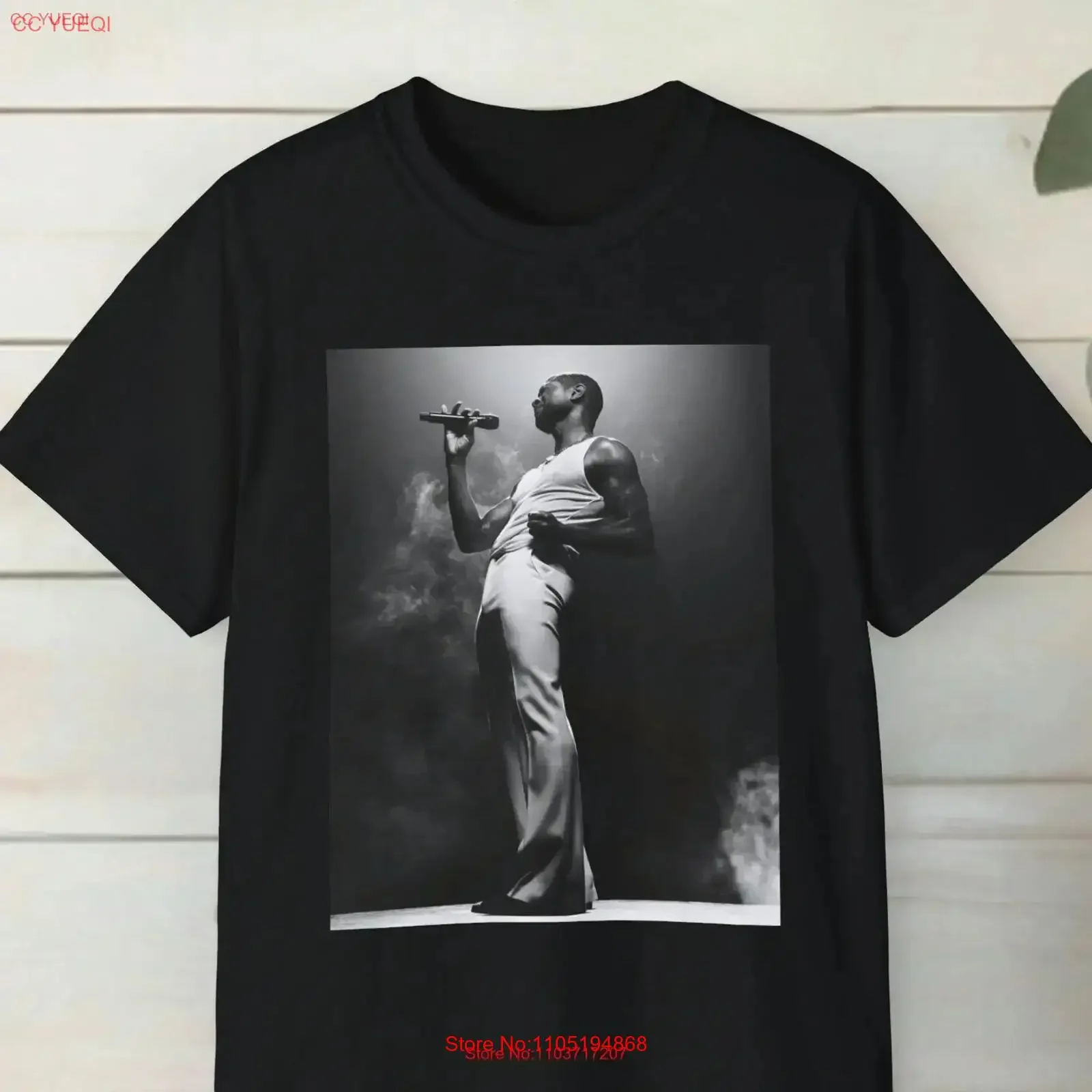 

Футболка Usher Stage Mic Album Retro Merch Fan Outfit Halftime Show винтажный стираный универсальный топ для повседневной носки homme Стильный