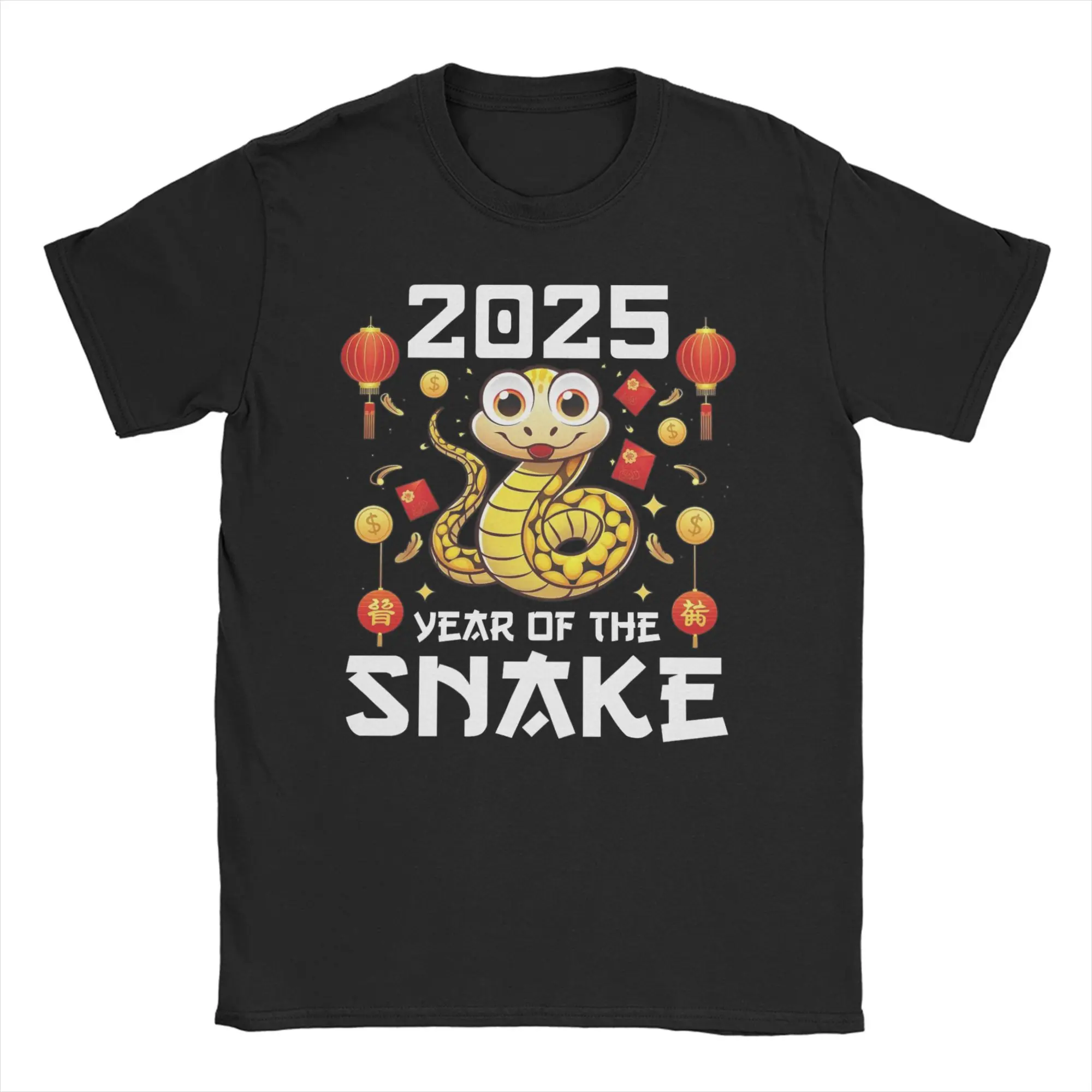 

YEAR OF THE SNAKE, китайская новогодняя футболка для мужчин и женщин, футболки с графическим принтом, одежда из 100% хлопка