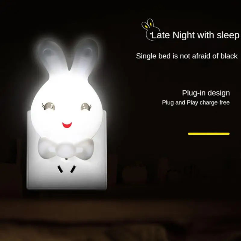 Rabbit LED Night Light for Kids, Sleeping Bunny Lamp, Bedside Wall Lamps, EU e US Socket, Color, Bedroom