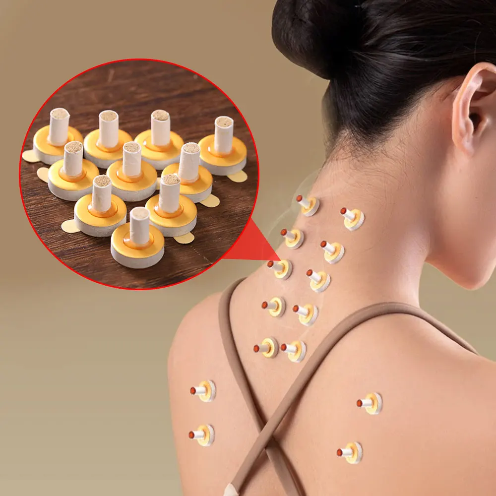 50Pcs / 1Box Self-Adhesive Portable Moxa Tube for Warm Massage Low-Temperature 41° Moxibustion Health Care Non-Burns Prone