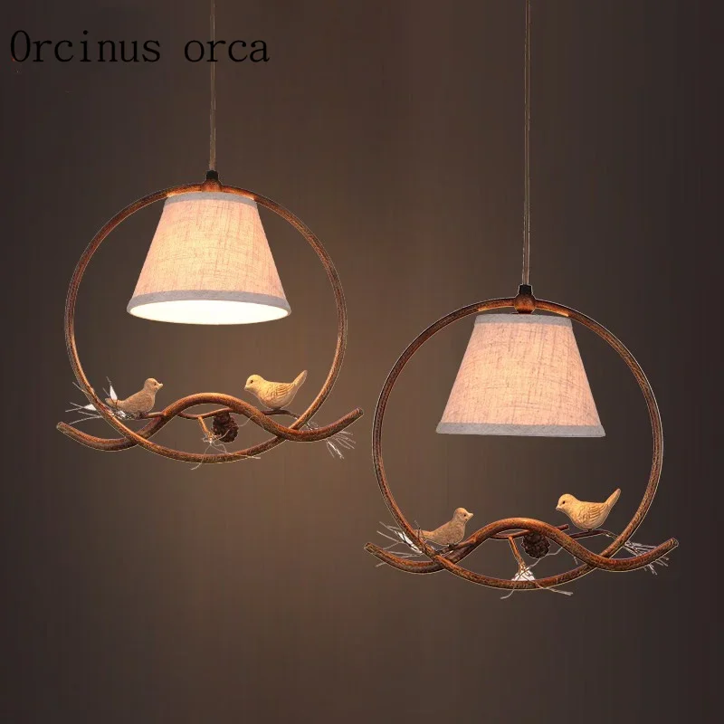 American Retro resin bird chandelier living room coffee bar restaurant  wrought iron single head Chandelier free shipping