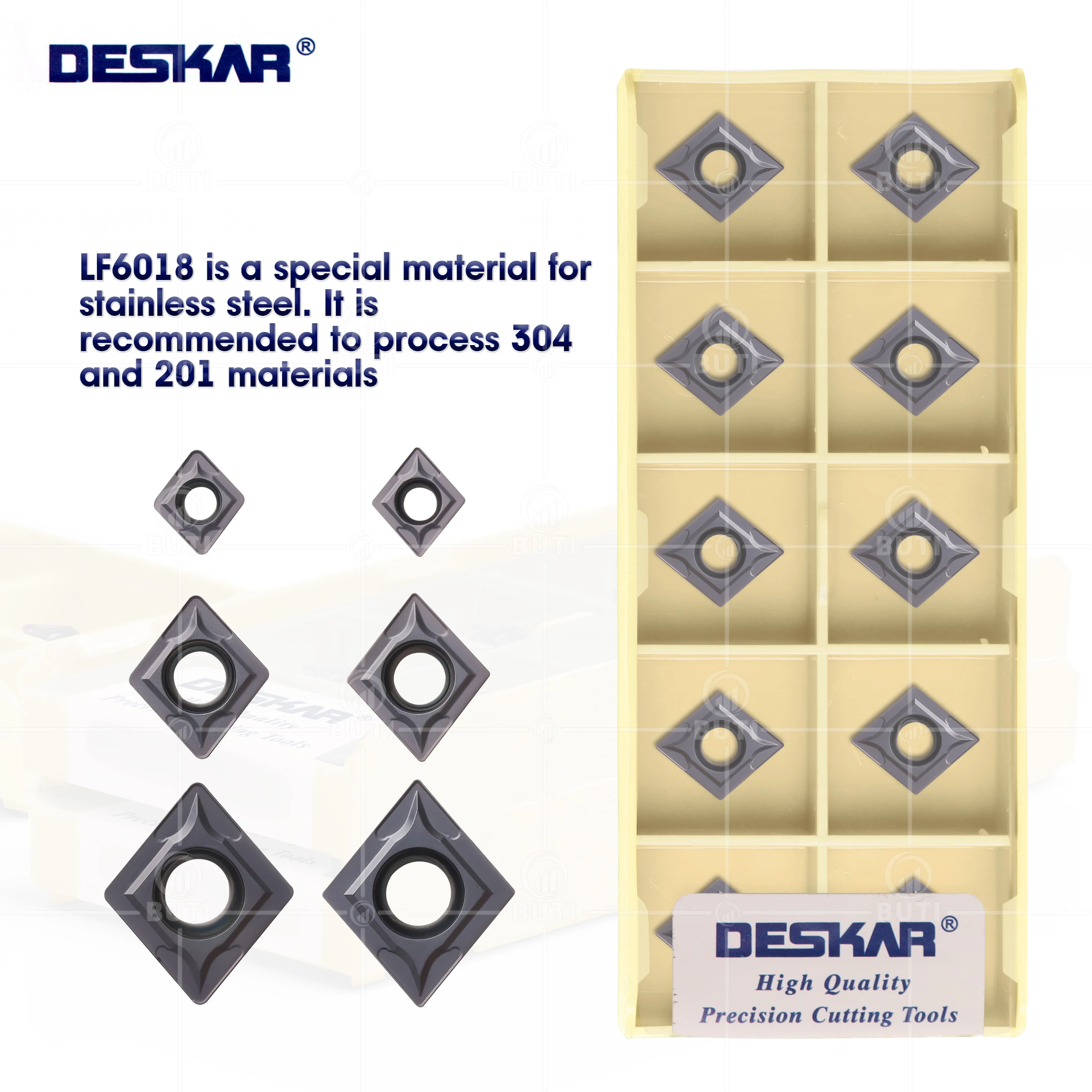 Deskar 100 Original Ccmt060204 Ccmt09t304 Ccmt120404 Lf6018 Torno Cnc Corte Torneamento Ferramentas Carbide Inserções para Aço Inoxidável