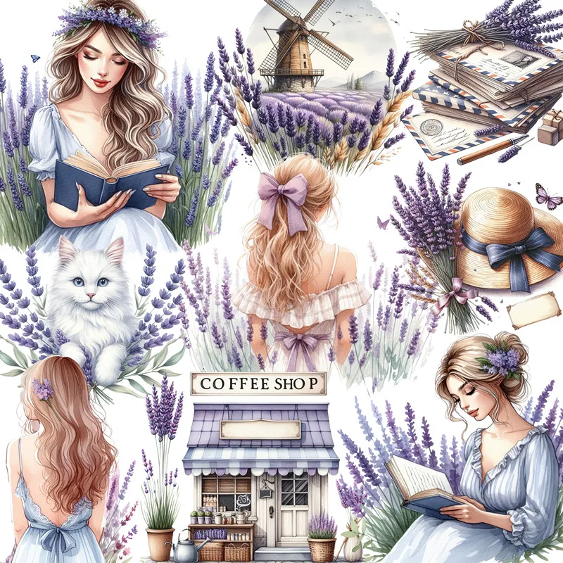 Lavender Girl Stickers Crafts And Scrapbooking stickers kids toys book Decorative sticker DIY Stationery