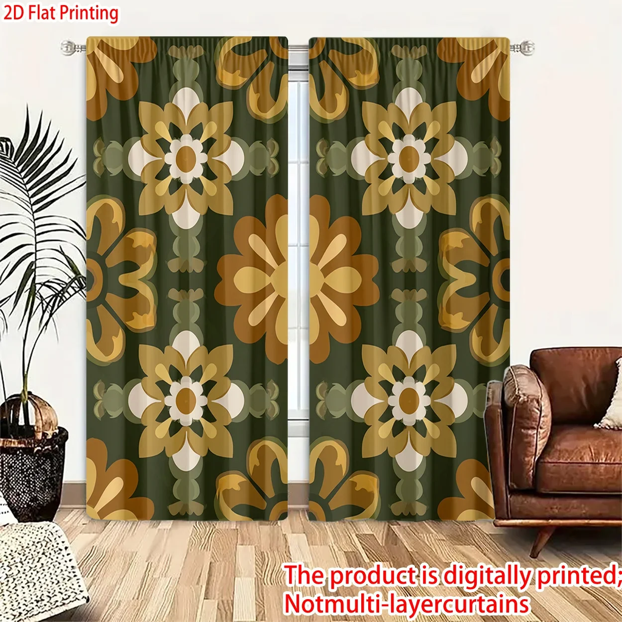 

Bohemian floral pattern Print Drapes Room Darkening Window Curtains for Home Decor,Rod Pocket Blackout Curtains Bedroom