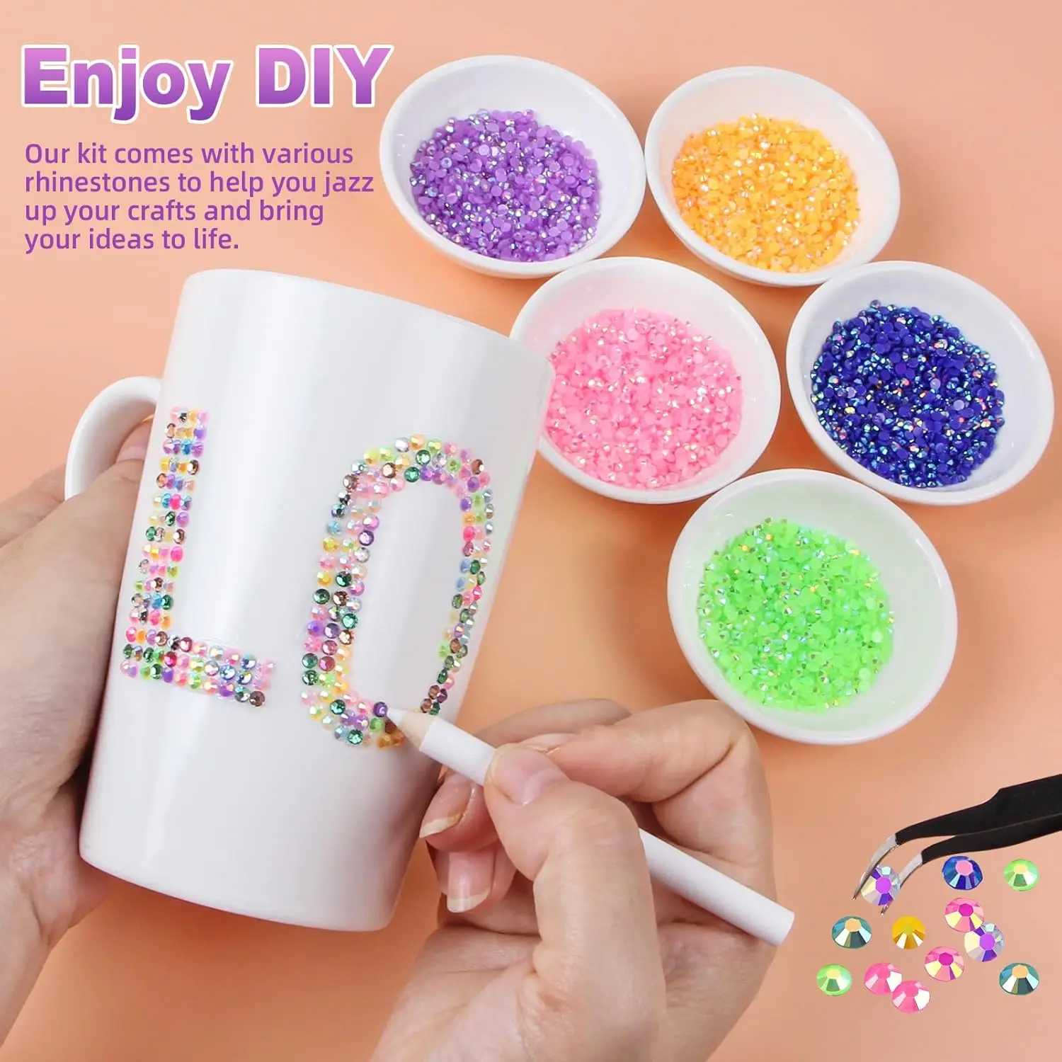 28 Grid Resin Jelly Rhinestones 11pcs Kit, Multicolor Flatback Rhinestones,All-in-One Bedazzling Kit for DIY Arts & Crafts Gifts