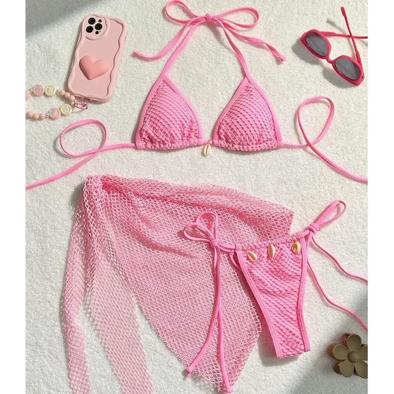شبكة مثير البيكينيات 2025 المايوه ملابس السباحة النسائية رفع الإناث ملابس سباحة حريمي الشاطئ لباس سباحة البرازيلي مجموعة البكيني بركة الاستحمام
