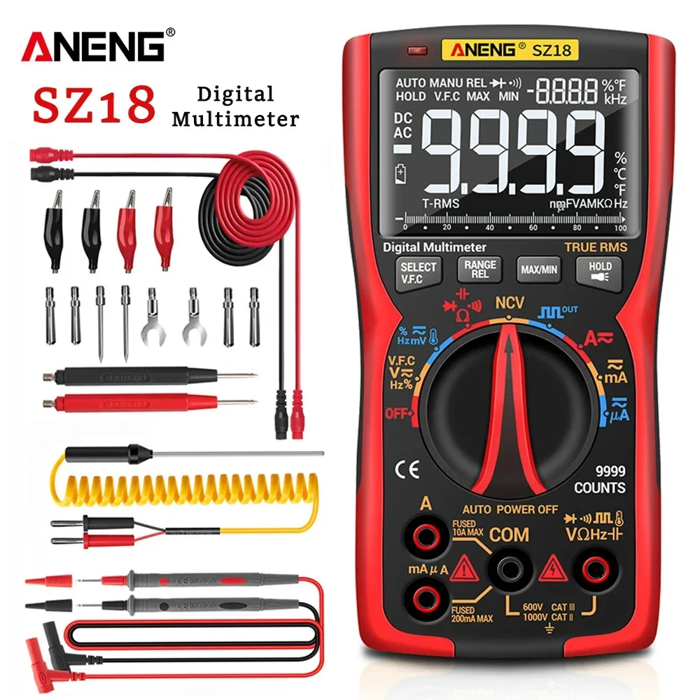 SZ18 PRO Digital Multimeter 9999 Professional True RMS Analog Tester Multimetro DIY Transistor NCV Testers Lcr Meter