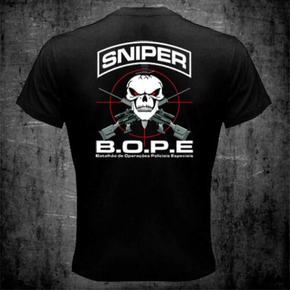 BOPE Tropa De Elite Sniper Unit Scout Brazil Special Forces T Shirt Short Sleeve Casual Cotton Men Shirts