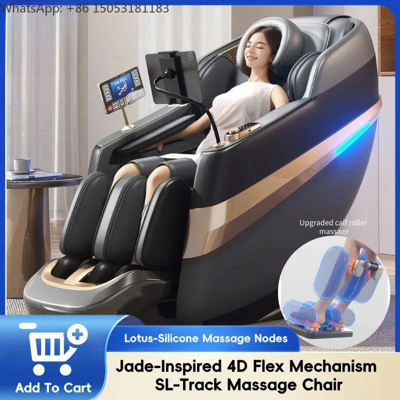 Sillón de Masaje con Mecanismo Flexible SL-Track, Nodos de Masaje de Silicona Lotus y Rodillo para Masaje de Pantorrillas, Sofá de Ocio para el Hogar